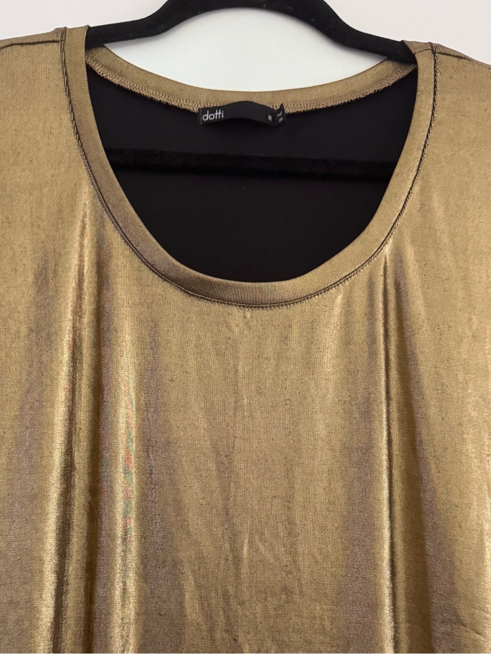 Dotti Metallic Gold Sleeveless Crew Neck Top M Luxury - Picture 3 of 9
